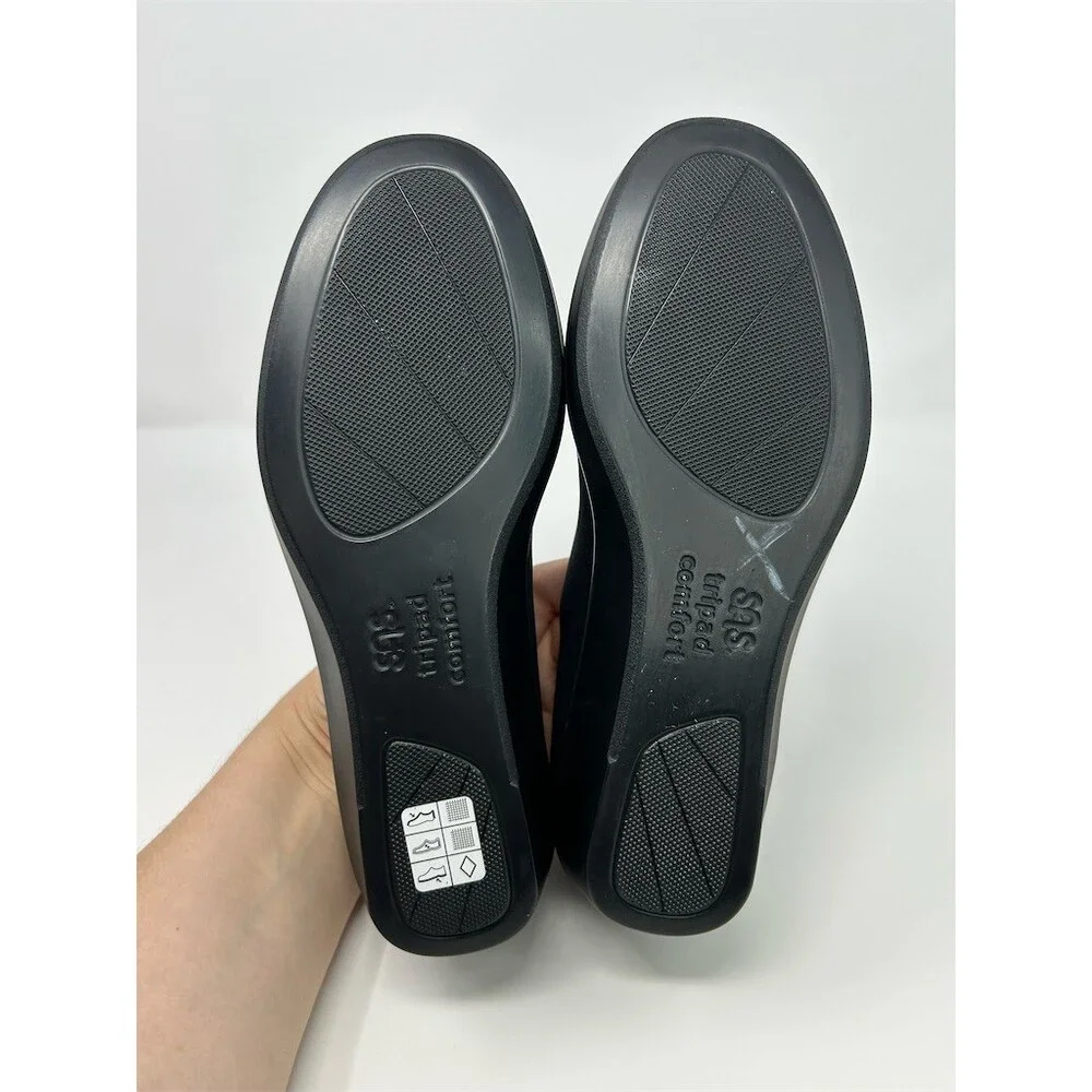SAS Bliss Womens Slip-On Loafers Black Comfort Wedge Tripad Support Size 6.5W
